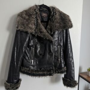 Vintage Jessica Black Winter Jacket with Faux Fur